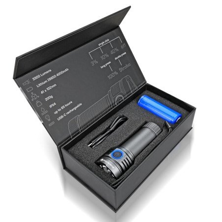 FL‑3300R rechargeable LED flashlight 3300 lm | baterija.lt