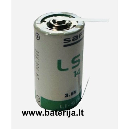 Saft LSH14 3.6 V Li-SOCl₂ baterija su išvadais| baterija.lt
