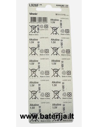 Vinnic L926F AG7 LR927 Alkaline Battery 1.5V - baterija.lt