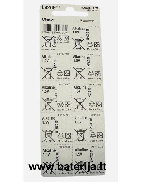 Vinnic L926F AG7 LR927 Alkaline Battery 1.5V - baterija.lt
