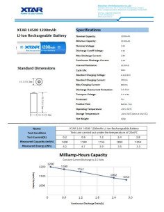 Xtar ličio 14500-120PCM 1200mAh 2