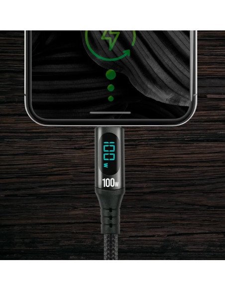 USB-C į USB-C Laidas 100W PD 3.0, 5A, E-Marker, Nailoninis, 1m | baterija.lt
