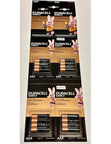 Duracell Simply Extra Life LR03 / AAA alkaline batteries 4 pcs | baterija.lt