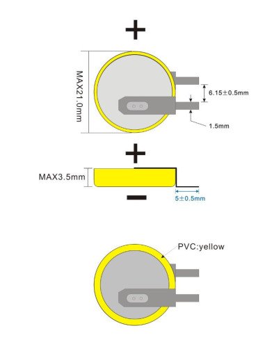 Akyga CR2032 with 2 leads (solder type), 1 pc | baterija.lt