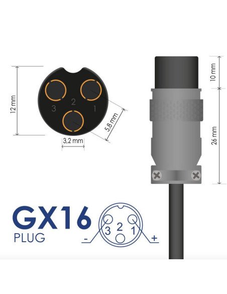 36 V E-bike Charger 42 V 2 A GX16 3-pin | baterija.lt