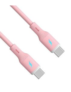 USB‑C → USB‑C silikoninis laidas 1 m, rožinis | baterija.lt