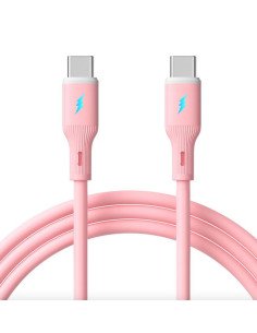 USB‑C → USB‑C silikoninis laidas 1 m, rožinis | baterija.lt 2