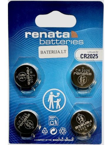 Renata CR2025 3V ličio baterija 4 vnt. | baterija.lt