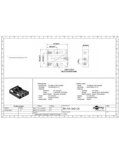 Goobay 3x AA Battery Holder with Snap Connector | baterija.lt