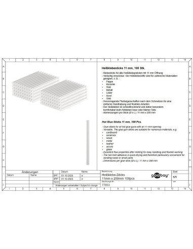 Goobay Hot Melt Glue Stick 11mm x 200mm Transparent | baterija.lt