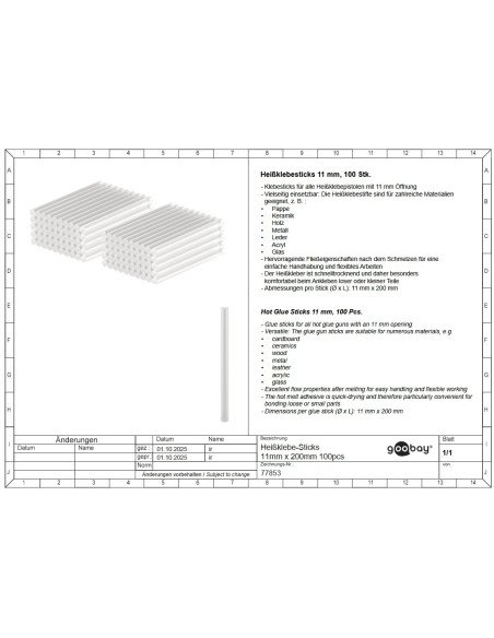 Goobay Hot Melt Glue Stick 11mm x 200mm Transparent | baterija.lt