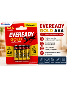 Eveready Gold LR03 AAA šarminės baterijos 4 vnt. | baterija.lt