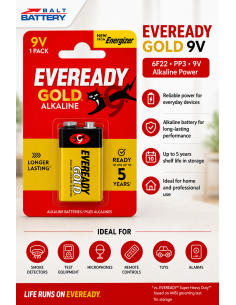 Eveready Gold 6F22 9V šarminė baterija | baterija.lt