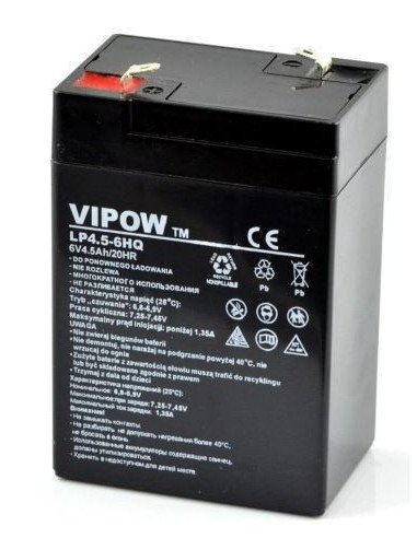 Švino vip akumuliatorius 6V 4.5Ah HQ Vipow AGM VRLA | baterija.lt