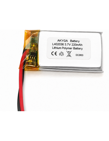 Akyga LP402036 3,7 V 220 mAh Li-Pol akumuliatorius su PCM | baterija.lt