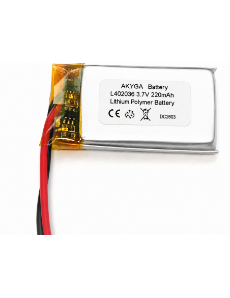 Akyga LP402036 3,7 V 220 mAh Li-Pol akumuliatorius su PCM | baterija.lt
