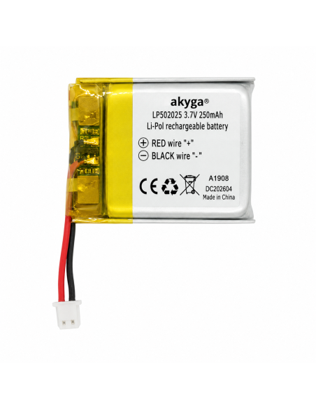 Akyga LP502025 3,7 V 200 mAh Li-Pol akumuliatorius su PCM | baterija.lt