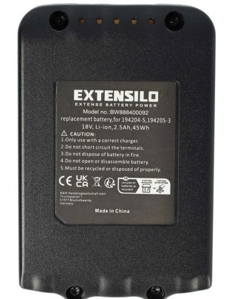 EXTENSILO Battery for Makita 18V 2.5Ah Li-Ion | baterija.lt