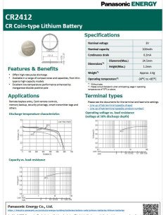 Panasonic CR2412 3V Lithium Battery | baterija.lt 2