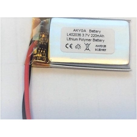 Akyga LP402036 3,7 V 220 mAh Li-Pol akumuliatorius su PCM | baterija.lt