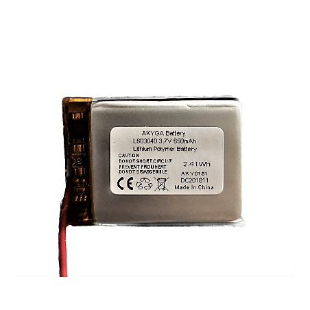 Akyga LP603040 3.7 V 650 mAh Li-Pol battery with PCM | baterija.lt