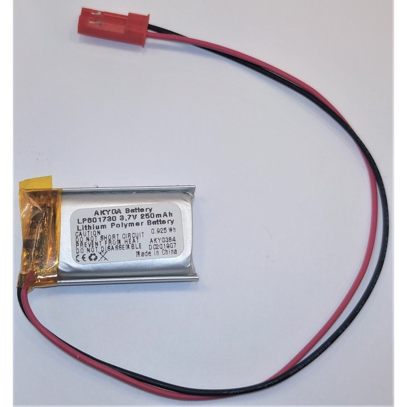 Akyga LP601730 3,7 V 250 mAh Li-Pol akumuliatorius su PCM | baterija.lt