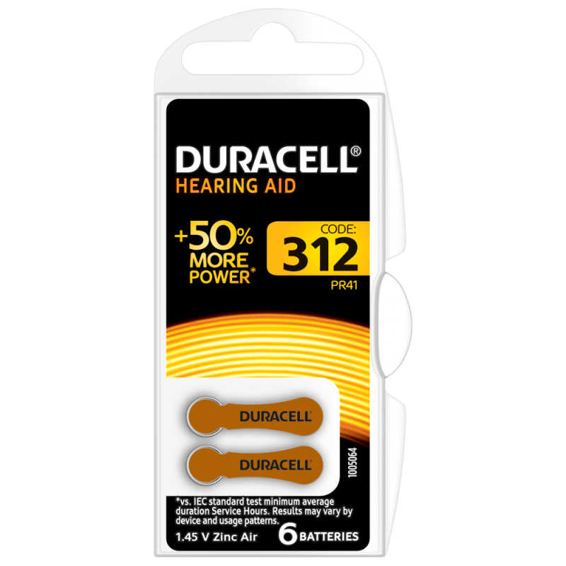 Duracell Size 312 Hearing Aid Batteries | baterija.lt