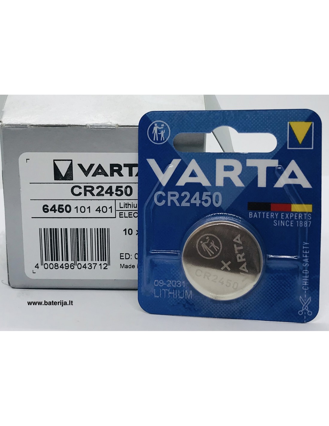 CR2450, VARTA Lithium Batterie Li-MnO2 3V 620mAh D24,7x5mm