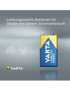 Varta Longlife Power 9V Battery 2 psc in card | baterija.lt 2