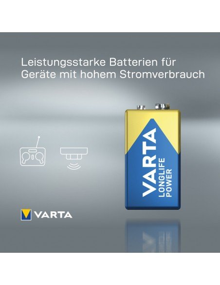 Varta Longlife Power 9V Battery 2 psc in card | baterija.lt