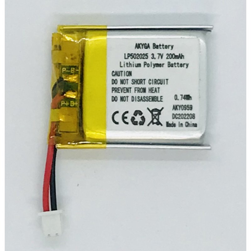 Akyga LP502025 3,7 V 200 mAh Li-Pol akumuliatorius su PCM | baterija.lt