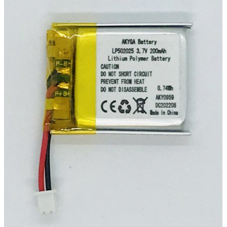 Akyga LP502025 3,7 V 200 mAh Li-Pol akumuliatorius su PCM | baterija.lt