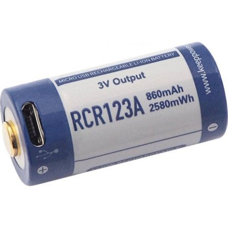 Keppower P1634U1 RCR123A  USB 860mah 3V | baterija.lt