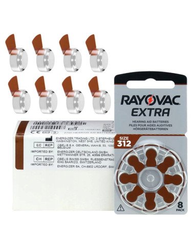 Rayovac Extra 312 (PR41) Hearing Aid Batteries (8 Pack) | baterija.lt