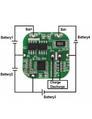 PCM/BMS Li-ion for 4S cell 4Ah | baterija.lt